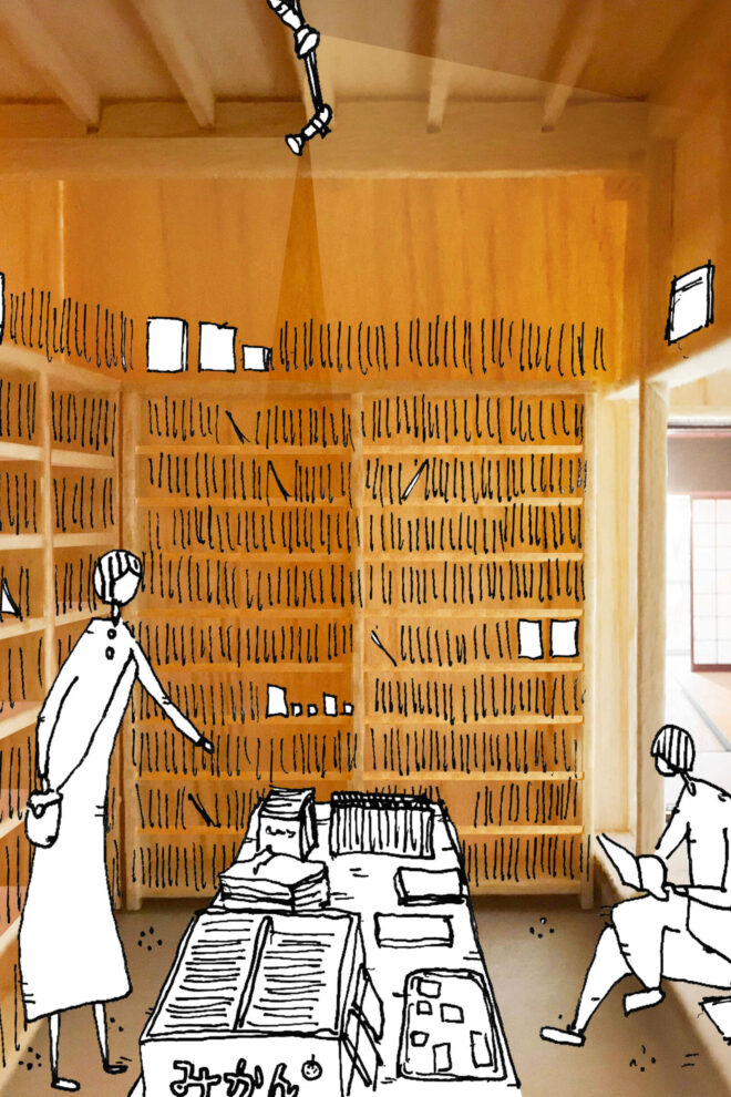 夜の図書館もーり